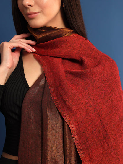 Pashmoda Womenƒ??s Zarish Reversible Zari Moonlight Fine Wool Stole (Size: 71x203 Cm)