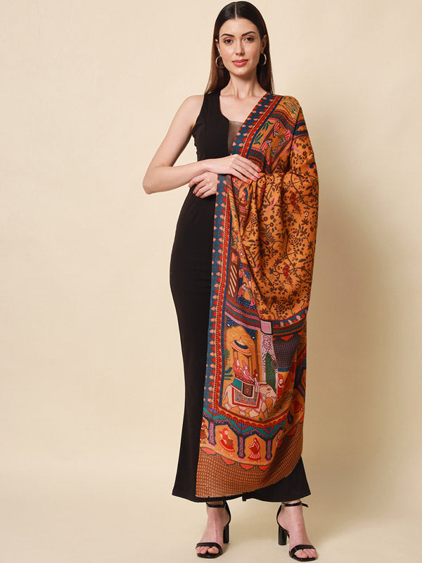 Women's Shahnaz 100% Pure Wool Printed Shawl (Size 101X203 CM)