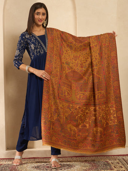 Women Shahi Manzar Kaani Wool Blend Kashmiri Shawl