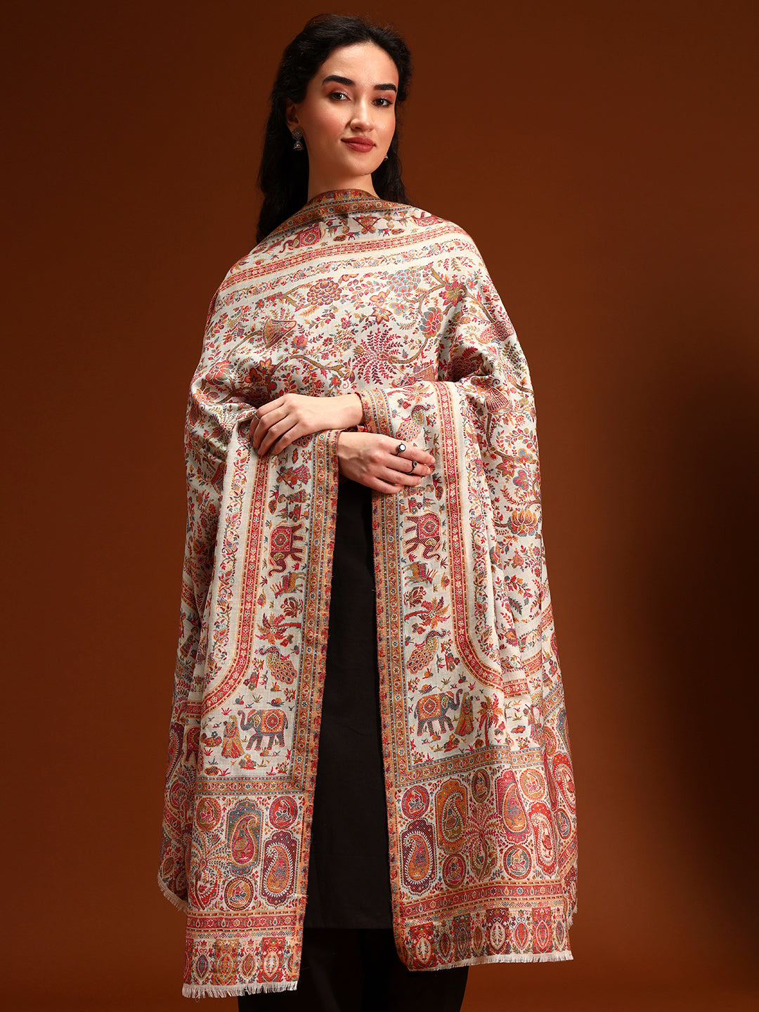 Women Orchard Kaani Wool Blend Kashmiri Shawl