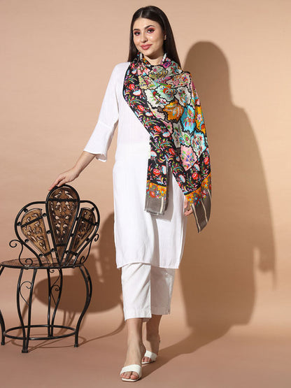 Women's Chaman Multicoloured Printed Stole (Size : 71X203 CM)