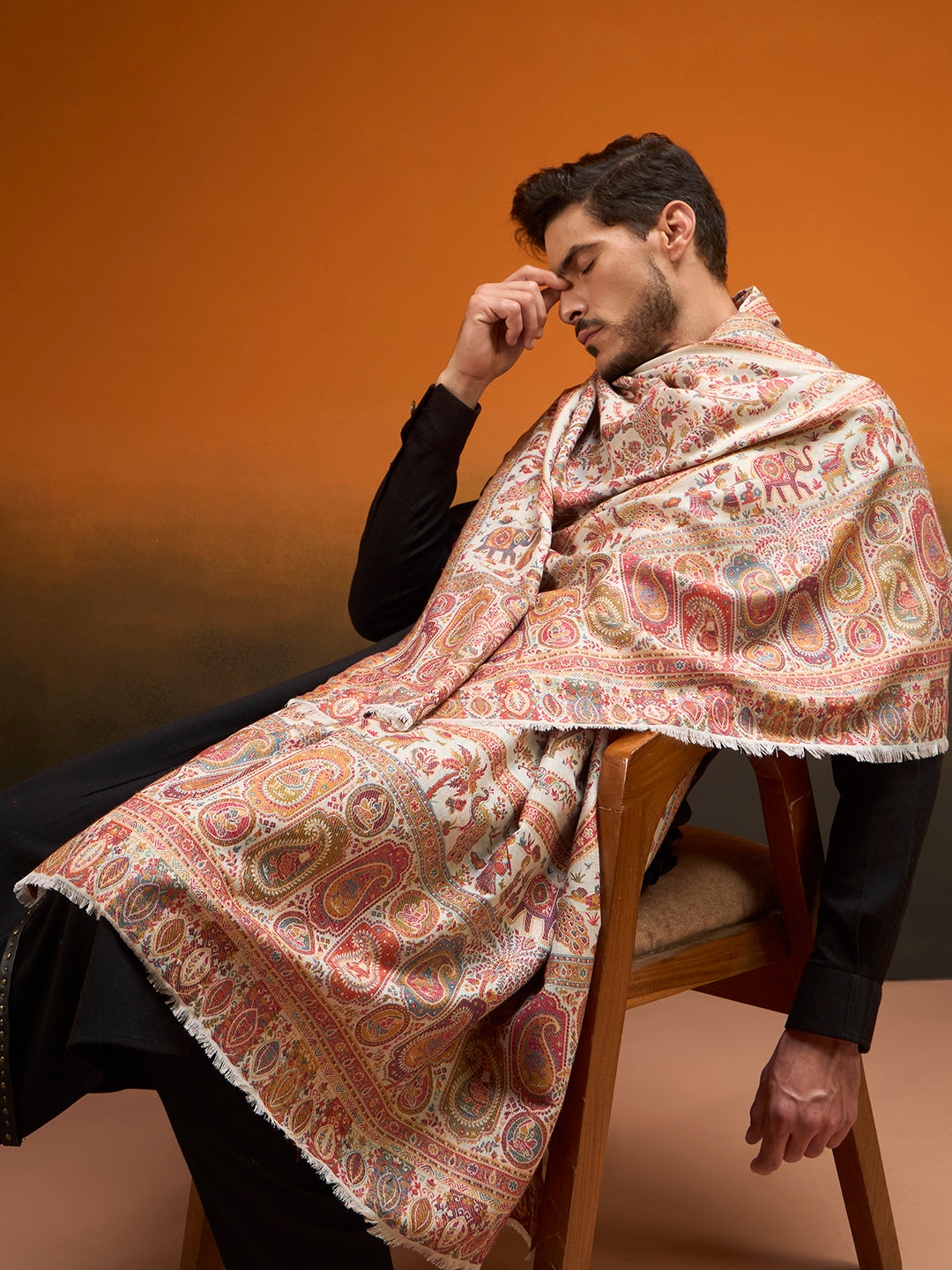 Men Kaani Orchard Fine Wool Kaani Shawl