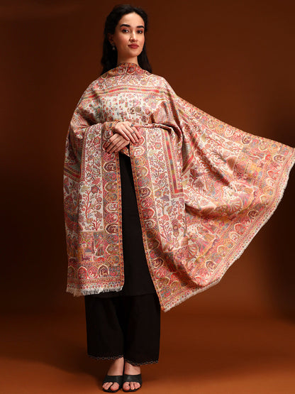 Women Shahi Manzar Kaani Wool Blend Kashmiri Shawl
