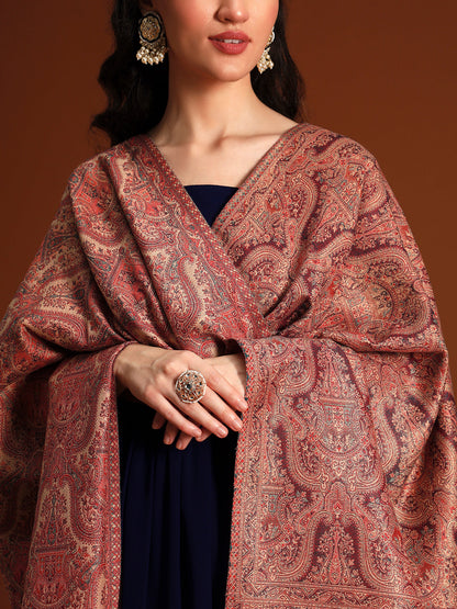 Women Gulnaar Royale Zari Reversible Kaani Fine Wool Shawl