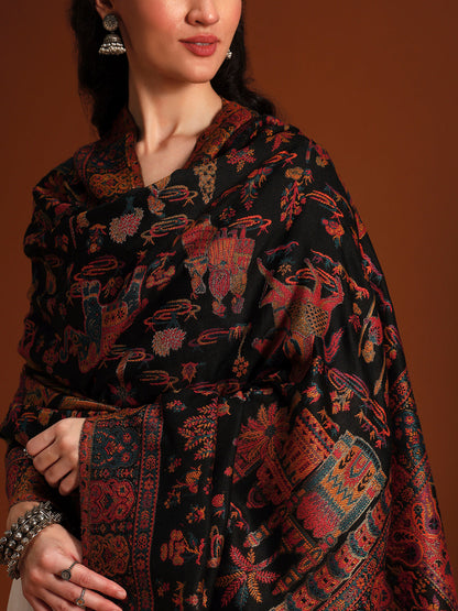Women Gulrukh Zari Reversible Kaani Fine Wool Shawl