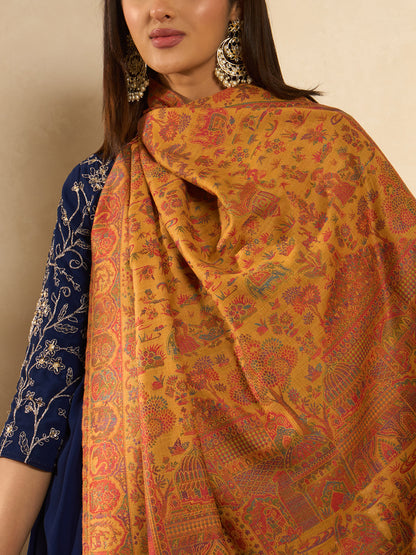 Women Shahi Manzar Kaani Wool Blend Kashmiri Shawl