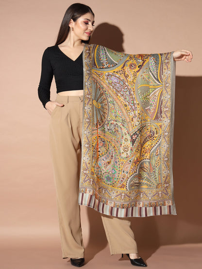 Gift Envelope of Zarbaft Multicoloured Printed Stole (Size : 71X203 CM)