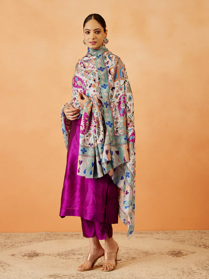 Women Zehra Kalamkari Embroidered Shawl (Size: 101x203 CM)