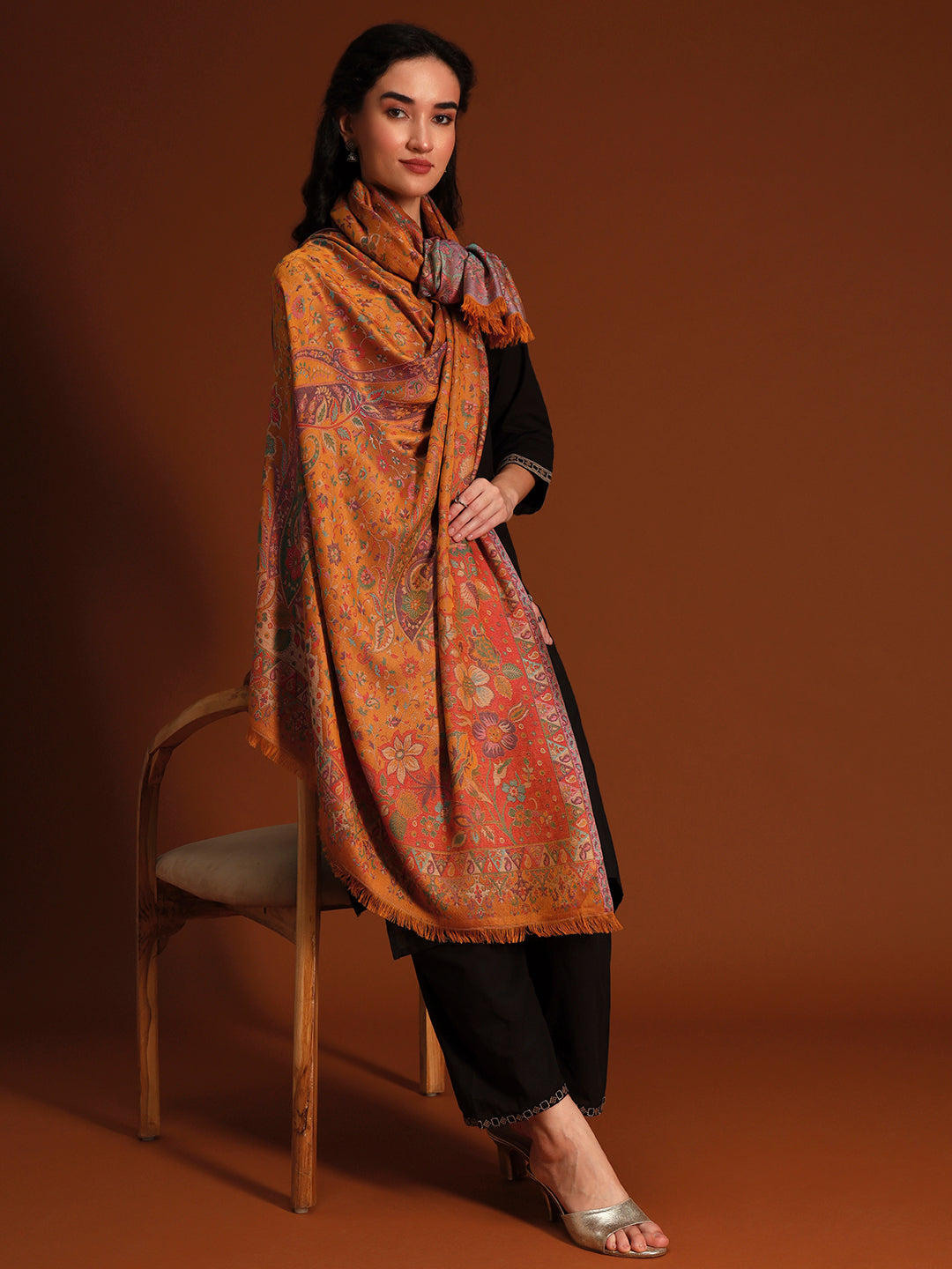 Women Floral Heritage Kaani Elegance Kashmiri Shawl