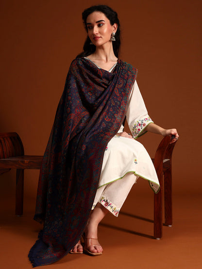 Women Floral Heritage Kaani Elegance Kashmiri Shawl