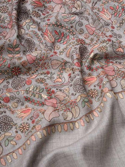 Women Gilkaari 100% Pure Wool Embroidered Shawl (Size 101X203 CM)