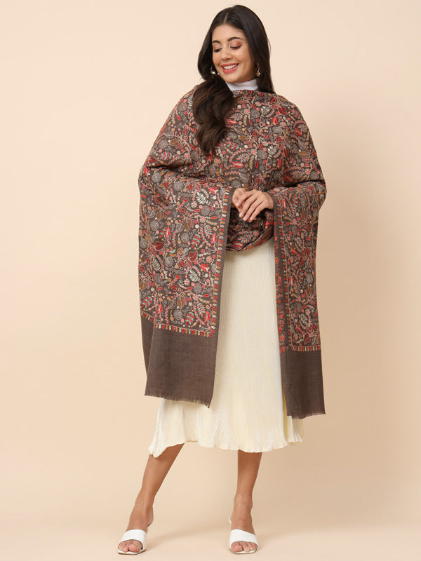 Women Gilkaari 100% Pure Wool Embroidered Shawl (Size 101X203 CM)