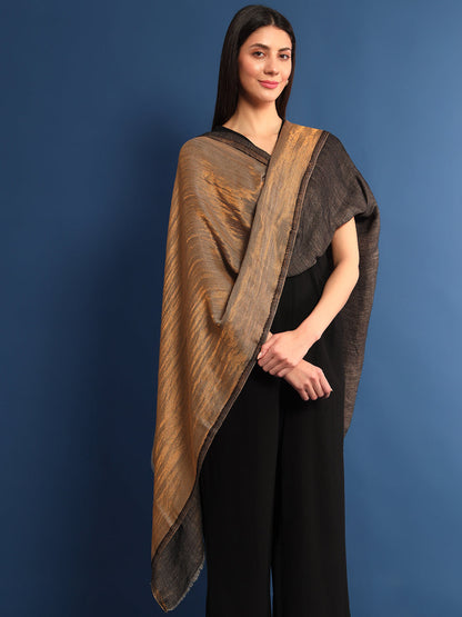 Pashmoda Womenƒ??s Zarish Reversible Zari Moonlight Fine Wool Stole (Size: 71x203 Cm)
