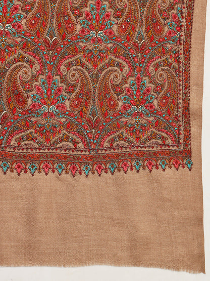 Pashmoda Womenƒ??s Aabroo 100% Fine Wool Sozni Hand Embroidered Shawl (Size: 101x203 Cm)