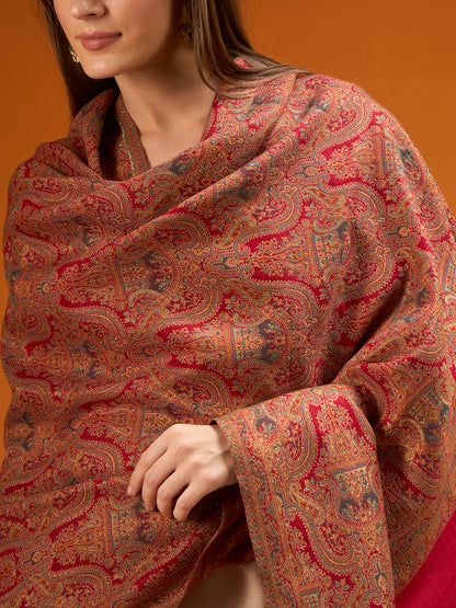 Women Gulnaar Royale Zari Reversible Kaani Fine Wool Shawl
