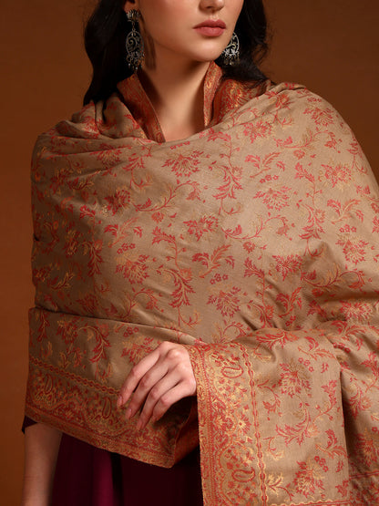 Pashmoda Women Nazrana Kashmiri Jamawar Woven Shawl (Size: 101X203 CM)