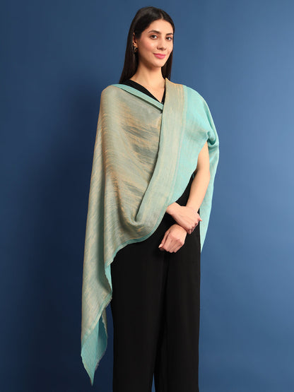 Pashmoda Womenƒ??s Zarish Reversible Zari Moonlight Fine Wool Stole (Size: 71x203 Cm)