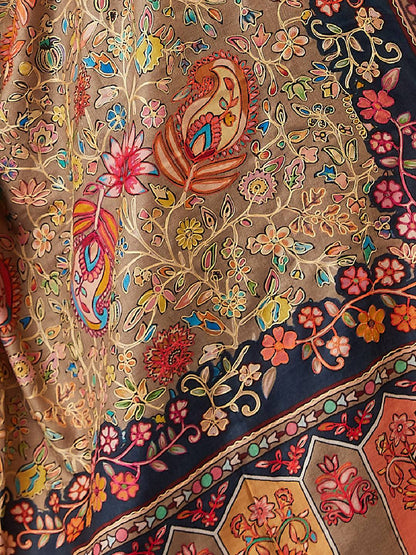Women Afsha Kalamkari Embroidered Shawl (Size: 101x203 CM)