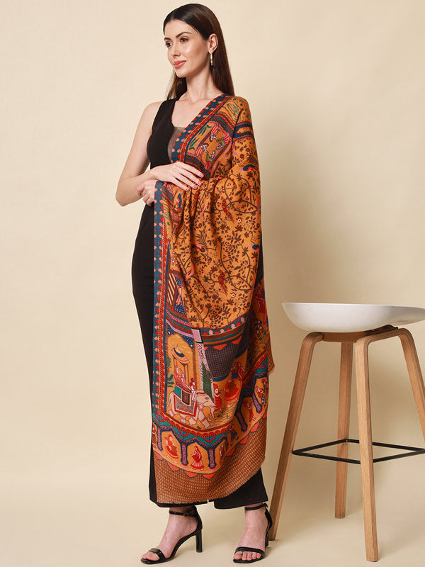 Women's Shahnaz 100% Pure Wool Printed Shawl (Size 101X203 CM)