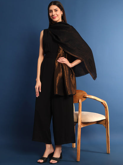 Pashmoda Womenƒ??s Zarish Reversible Zari Moonlight Fine Wool Stole (Size: 71x203 Cm)