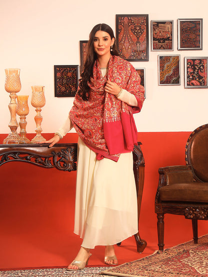 Pashmoda Women Ruhani Fine Wool Nalki Hand Embroidered Shawl (Size: 101x203 Cm)