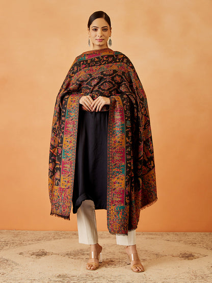 Gift Box of Gulbahar Kaani Wool Blend Kashmiri Shawl (Size: 101X203 CM)