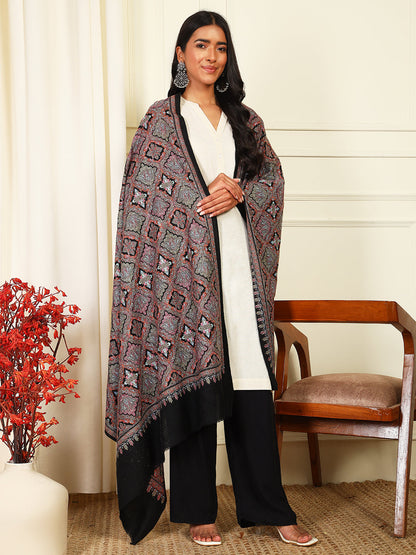 Pashmoda Womenƒ??s Zaira 100% Fine Wool Sozni Hand Embroidered Shawl (Size: 101x203 Cm)