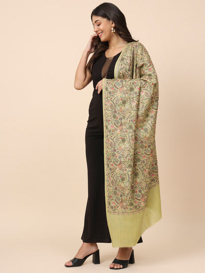 Women Gilkaari 100% Pure Wool Embroidered Shawl (Size 101X203 CM)