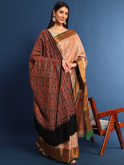 Pashmoda Womenƒ??s Gulsheren  100% Fine Wool Sozni Hand Embroidered Shawl (Size: 101x203 Cm)