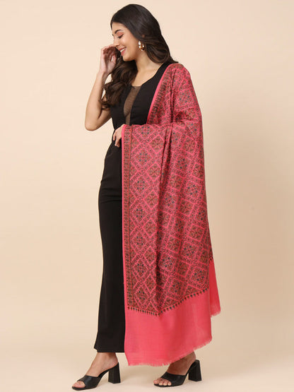 Women Surmai 100% Pure Wool Embroidered Shawl (Size 101X203 CM)
