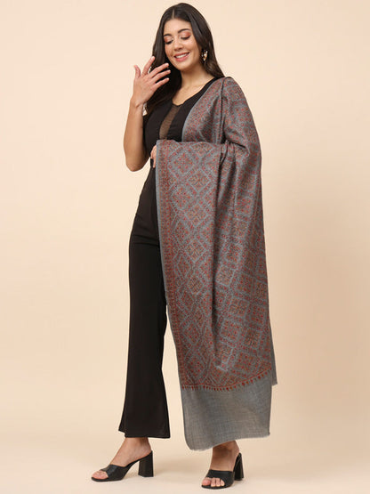 Women Surmai 100% Pure Wool Embroidered Shawl (Size 101X203 CM)