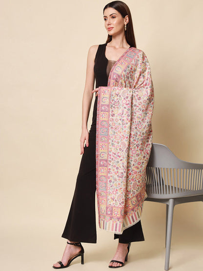 Women's Bahaar Kaani Wool Blend Kashmiri Shawl (Size 101X203 CM)