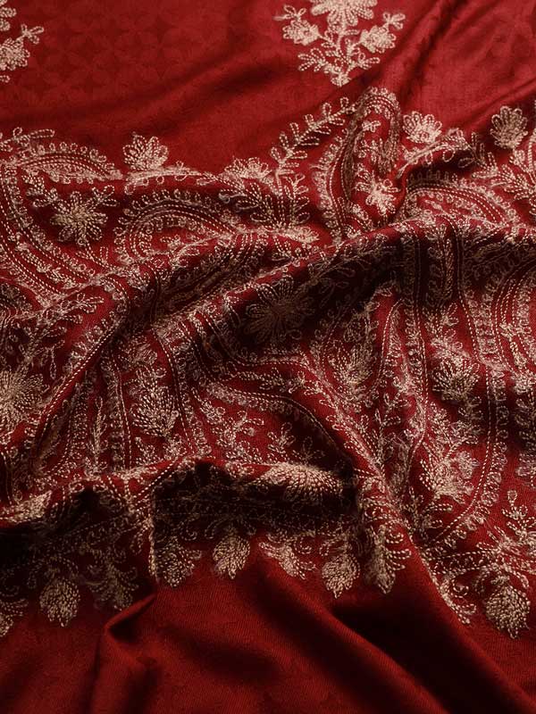Women's Firdousi Aari Embroidered Kashmiri Stole (Size: 71x203 cm)