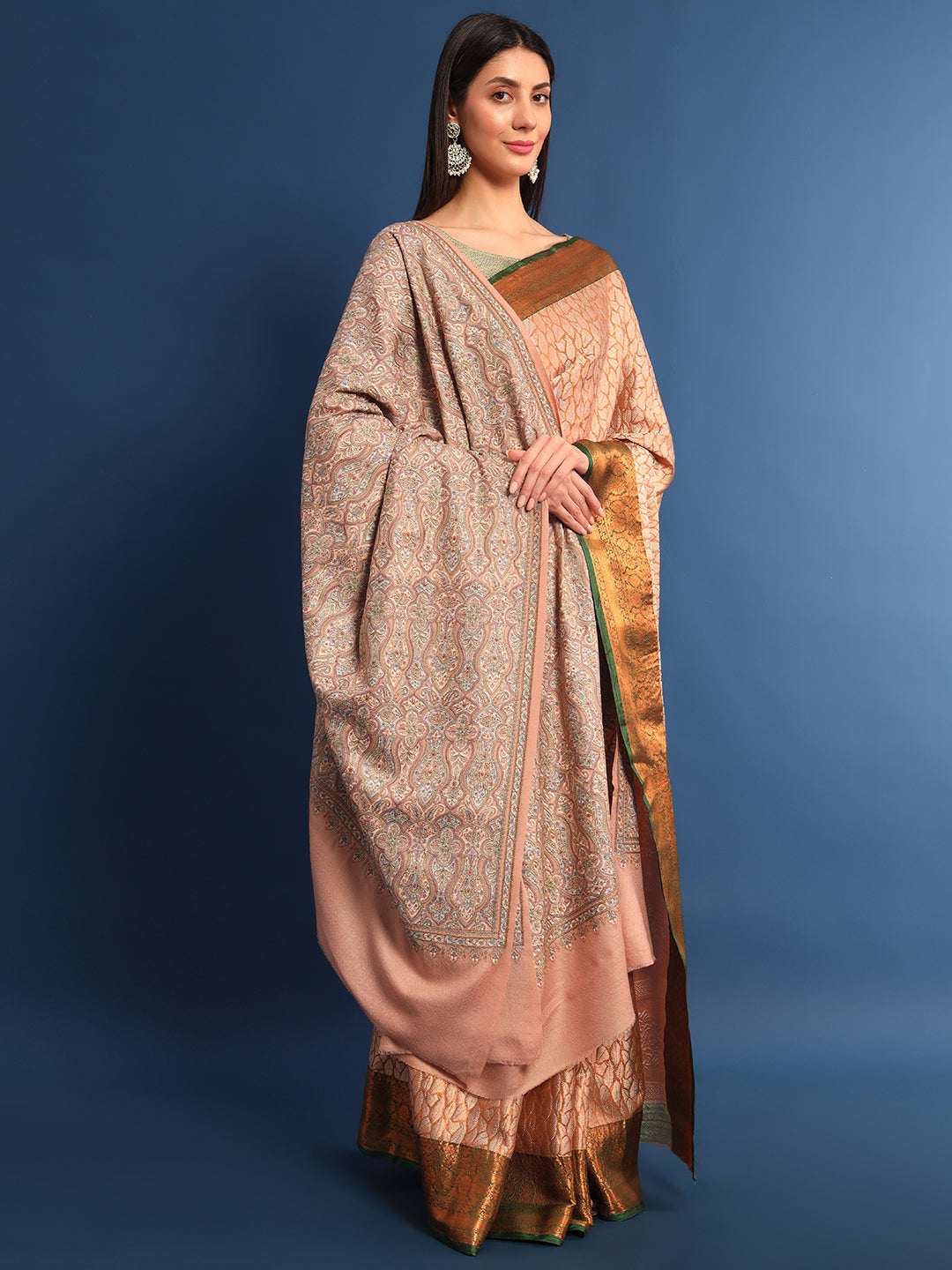 Pashmoda Womenƒ??s Gulsheren 100% Fine Wool Sozni Hand Embroidered Shawl (Size: 101x203 Cm)
