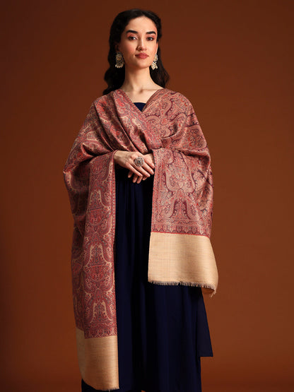Women Gulnaar Royale Zari Reversible Kaani Fine Wool Shawl