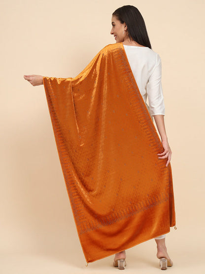 Womenƒ??s Makhamli Velvet Crystal Embellished Stole (Size 71X203 cms )