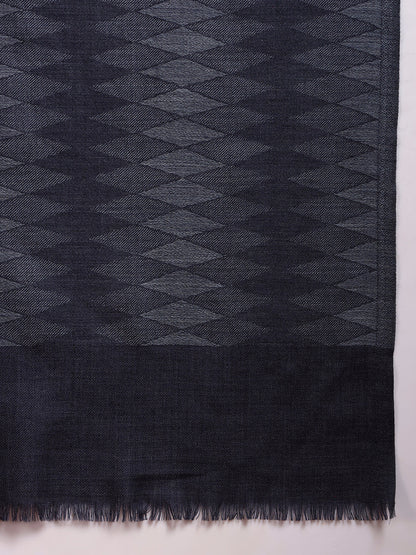 Women 100% Pure Wool Ikat Checkered Stole, Sustainable and Natural Fabric (Size 71x203 CM)