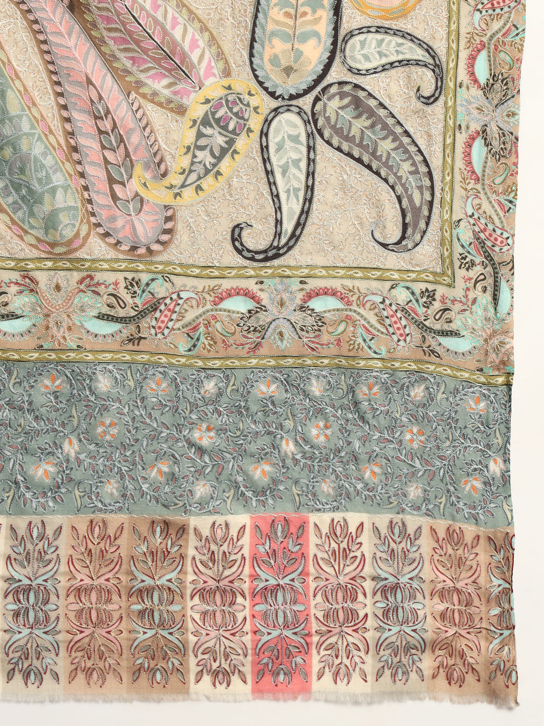 Women Fiza Kalamkari Embroidered Shawl (Size: 115x230 CM)