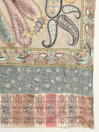 Women Fiza Kalamkari Embroidered Shawl (Size: 115x230 CM)