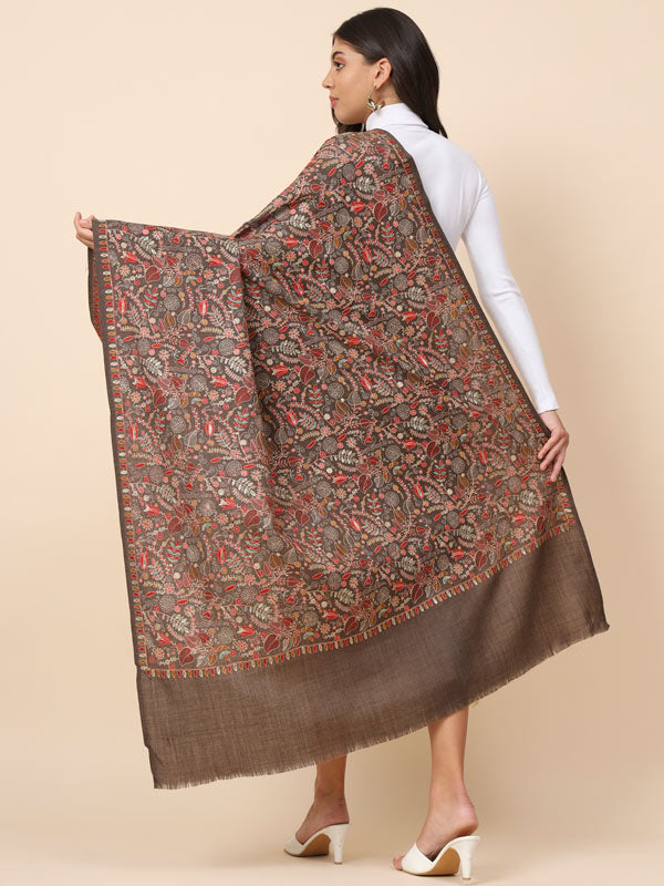 Women Gilkaari 100% Pure Wool Embroidered Shawl (Size 101X203 CM)