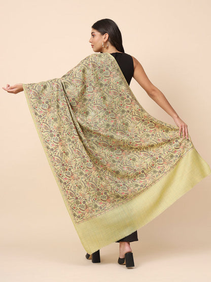 Women Gilkaari 100% Pure Wool Embroidered Shawl (Size 101X203 CM)