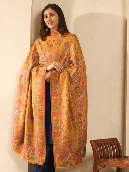 Women Gulrukh Zari Reversible Kaani Fine Wool Shawl