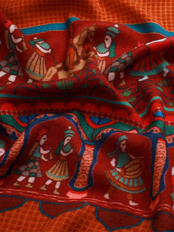 Women's Shahnaz 100% Pure Wool Printed Shawl (Size 101X203 CM)
