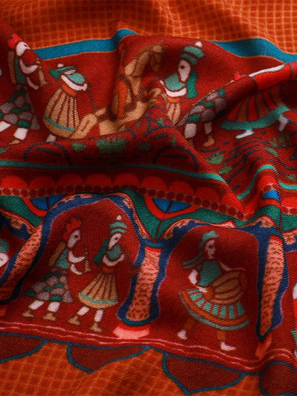 Women's Shahnaz 100% Pure Wool Printed Shawl (Size 101X203 CM)