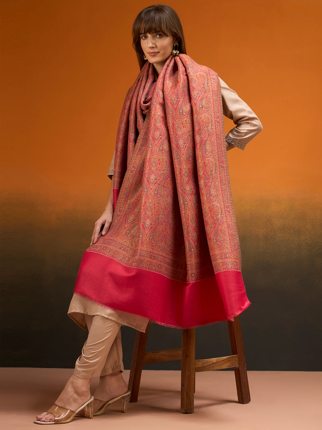 Women Regalis Zari Reversible Kaani Fine Wool Shawl