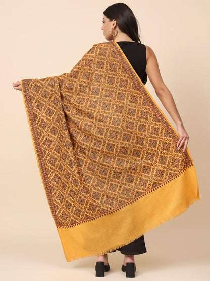 Women Surmai 100% Pure Wool Embroidered Shawl (Size 101X203 CM)