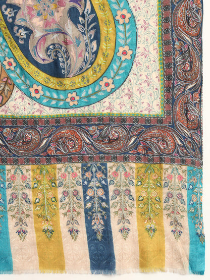 Women Mehar  Kalamkari Embroidered Shawl (Size: 115x230 CM)