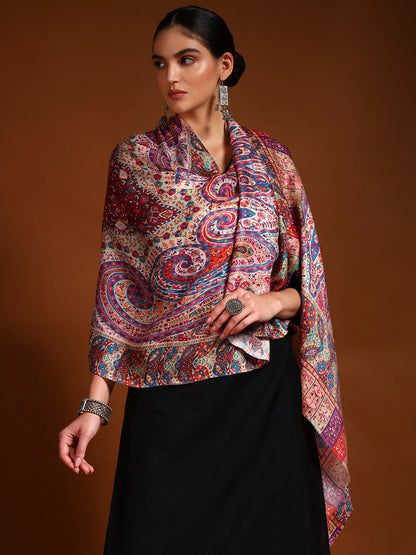 Pashmoda Women Royal Embers Fine Soft Bamboo Fibre Stole (Size: 71x203 CM)