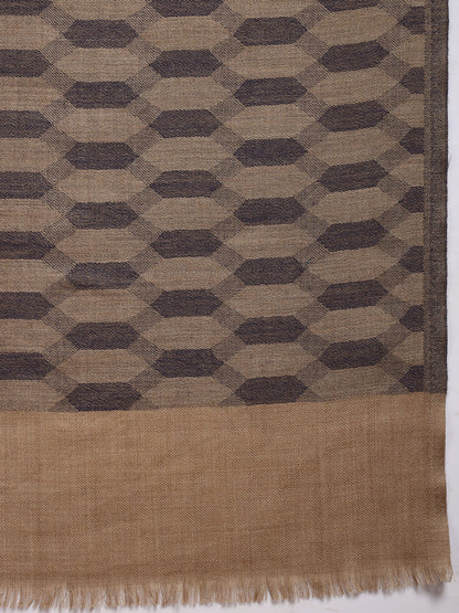 Women 100% Pure Wool Checkered Stole, Sustainable and Natural Fabric (Size 71x203 CM)