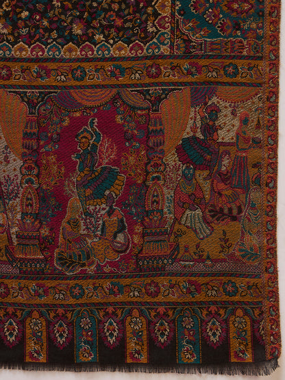 Men Persian Court Fine Wool Kaani Stole (Size: 71 × 203 cm)
